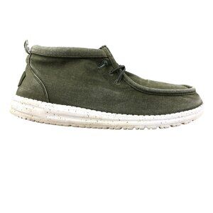 Hey Dude Men's Size 10 Wally Mid Canvas Olive Green Casual Slip On Shoes Ankle